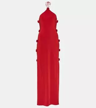 Платье из джерси с цветочной аппликацией Magda Butrym, красный