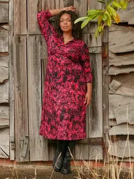 Платье из джерси с цветочным принтом Curve и ампирным швом Live Unlimited, розовый