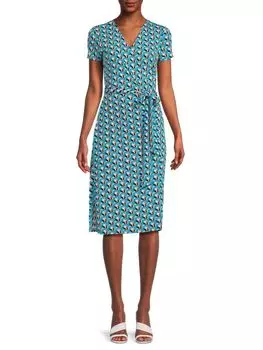 Платье из джерси с цветочным принтом и запахом Renee C., бирюзовый