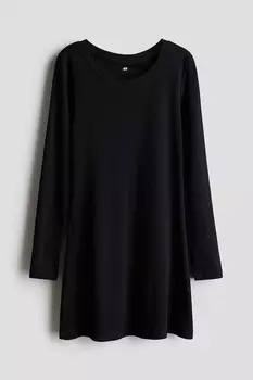 Платье из джерси с длинными рукавами H&M, черный