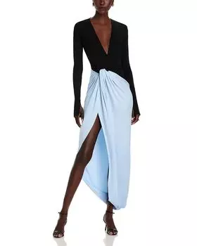 Платье из джерси с длинными рукавами Victoria Beckham, синий