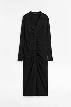 Платье из джерси с драпировкой H&M, черный