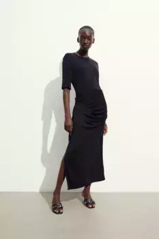Платье из джерси с драпировкой H&M, черный