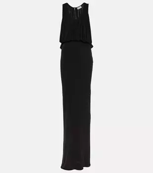Платье из джерси с драпировкой SAINT LAURENT, черный