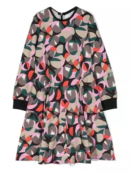 Платье из джерси с графичным принтом Marni Kids, черный