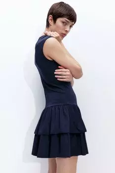 Платье из джерси с многоярусной юбкой H&M, синий