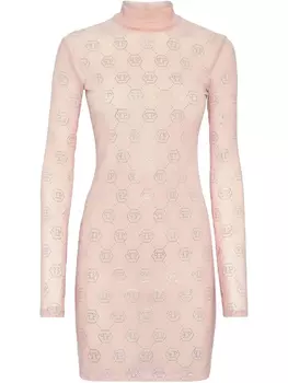 Платье из джерси с монограммой Philipp Plein, розовый