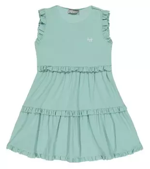 Платье из джерси с оборками Il Gufo, синий