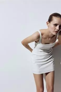 Платье из джерси с отделкой пико H&M, бежевый