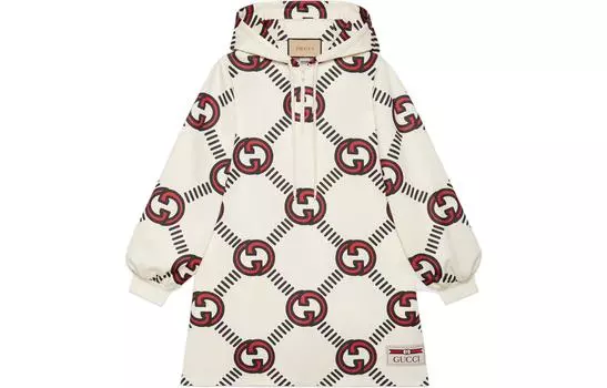 Платье из джерси с переплетенными G-образными узорами GUCCI, бежевый