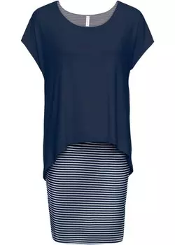 Платье из джерси с полосатой юбкой Rainbow, синий