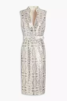 Платье из джерси с поясом и пайетками BADGLEY MISCHKA, бежевый