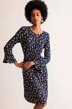 Платье из джерси с рукавами фонариками Boden, синий