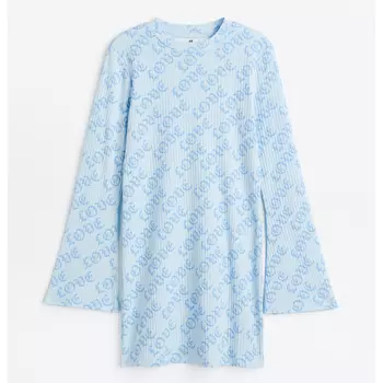 Платье из джерси с рукавами-трубой H&M Patterned, голубой