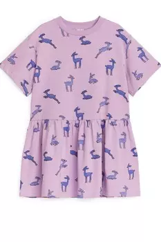 Платье из джерси с рюшами Arket, сиреневый