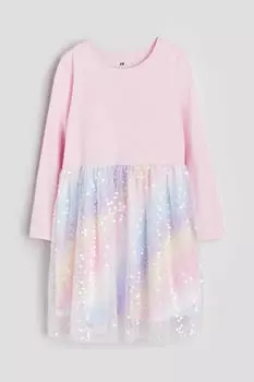 Платье из джерси с юбкой с пайетками H&M, розовый