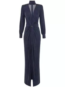 Платье из джерси с узлом Elisabetta Franchi, синий