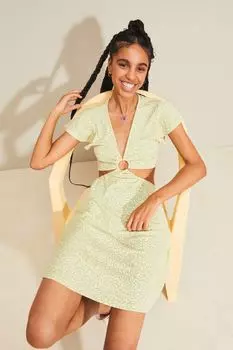 Платье из джерси с вырезами H&amp;M, желтый/маленькие цветы