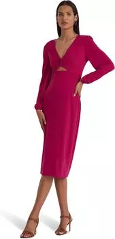 Платье из джерси с вырезом и закручивающейся передней частью LAUREN Ralph Lauren, цвет Fuchsia Berry