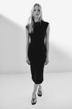 Платье из джерси с вырезом лодочкой H&M, черный