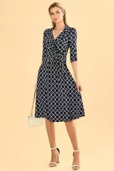 Платье из джерси с запахом и завязками Raegan Jolie Moi, синий