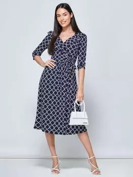 Платье из джерси с запахом и завязками Jolie Moi Raegan, темно-синее