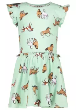 Платье из джерси SALT AND PEPPER "Dream Horse", с принтом в виде лошади по всей поверхности и рюшами, мятный