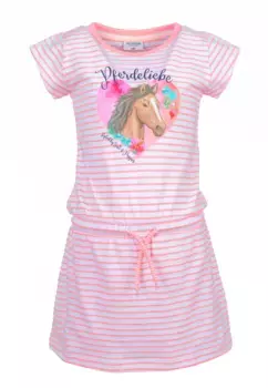 Платье из джерси SALT AND PEPPER "Райская полоска" с блестящим принтом в виде лошади, белый