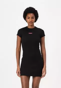 Платье из джерси SCRIPT MINI DRESS Tommy Jeans, черный