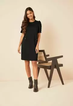 Платье из джерси SHORT PUFF SLEEVE ROUND NECK Friends Like These, черный