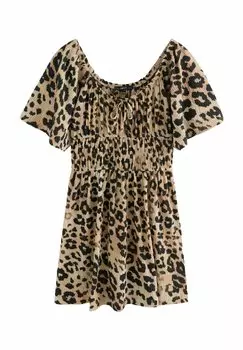 Платье из джерси SHORT SLEEVE FRONT Next, коричневый