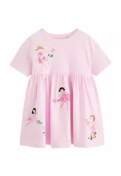 Платье из джерси Short Sleeve Regular Fit Next, бледно-розовое