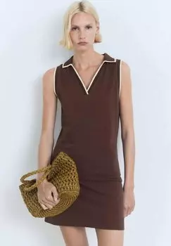 Платье из джерси SHORT STYLE Mango, коричневый