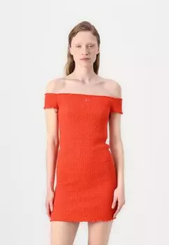 Платье из джерси SMOCK BODYCON DRESS Tommy Jeans, красный