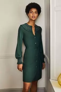 Платье из джерси со сборками Boden, зеленый