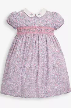 Платье из джерси со сборками и крошечными цветочками Jojo Maman Bb, розовый