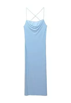 Платье из джерси STRAPPY DRAPED-MIDI PULL&BEAR, синий