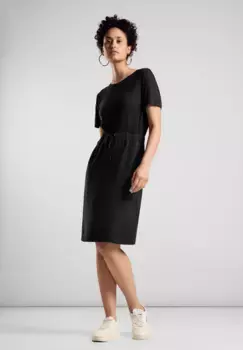 Платье из джерси STREET ONE с кулиской на талии, черный