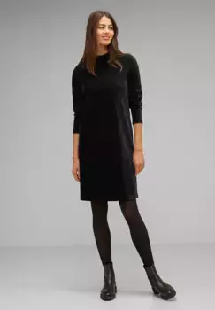 Платье из джерси STREET ONE с воротником стойкой, черный