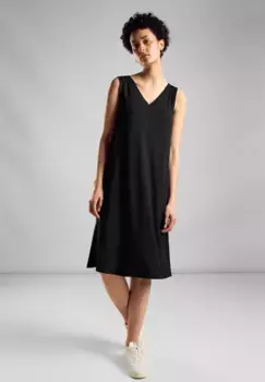 Платье из джерси STREET ONE с V-образным вырезом спереди и сзади, черный