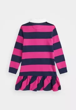 Платье из джерси STRIPED COTTON JERSEY RUGBY DRESS Polo Ralph Lauren, розовый
