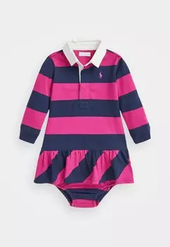 Платье из джерси STRIPED COTTON RUGBY DRESS & BLOOMER Polo Ralph Lauren, розовый