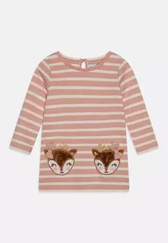 Платье из джерси STRIPED DRESS WITH FLUFFY REINDEER POCKETS happy girls, цвет dusty rose