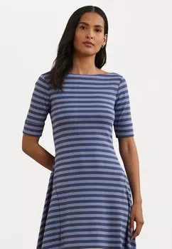 Платье из джерси STRIPED STRETCH COTTON MIDI DRESS Lauren Ralph Lauren, синий