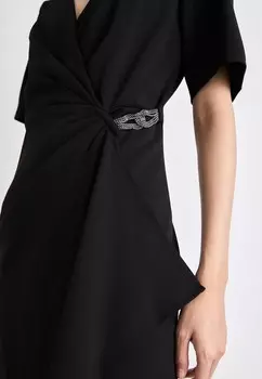 Платье из джерси SURPLICE RUFFLE DKNY, черный