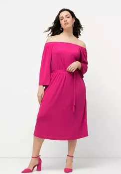 Платье из джерси TEXTURED CARMEN NECKLINE 3/4 SLEEVE Ulla Popken, розовый