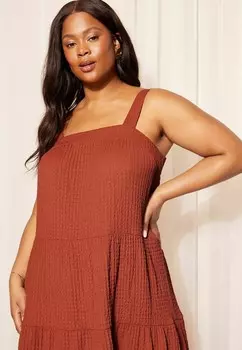 Платье из джерси TEXTURED STRAPPY MIDI REGULAR FIT Curves Like These, красный