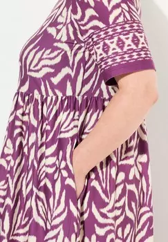 Платье из джерси TWO COLOR BORDER PRINT EMPIRE POCKET Ulla Popken, темно-фиолетовый