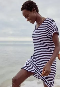 Платье из джерси V-Neck Capped Sleeve Next, темно-белое