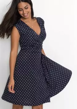 Платье из джерси в горошек Bodyflirt, синий